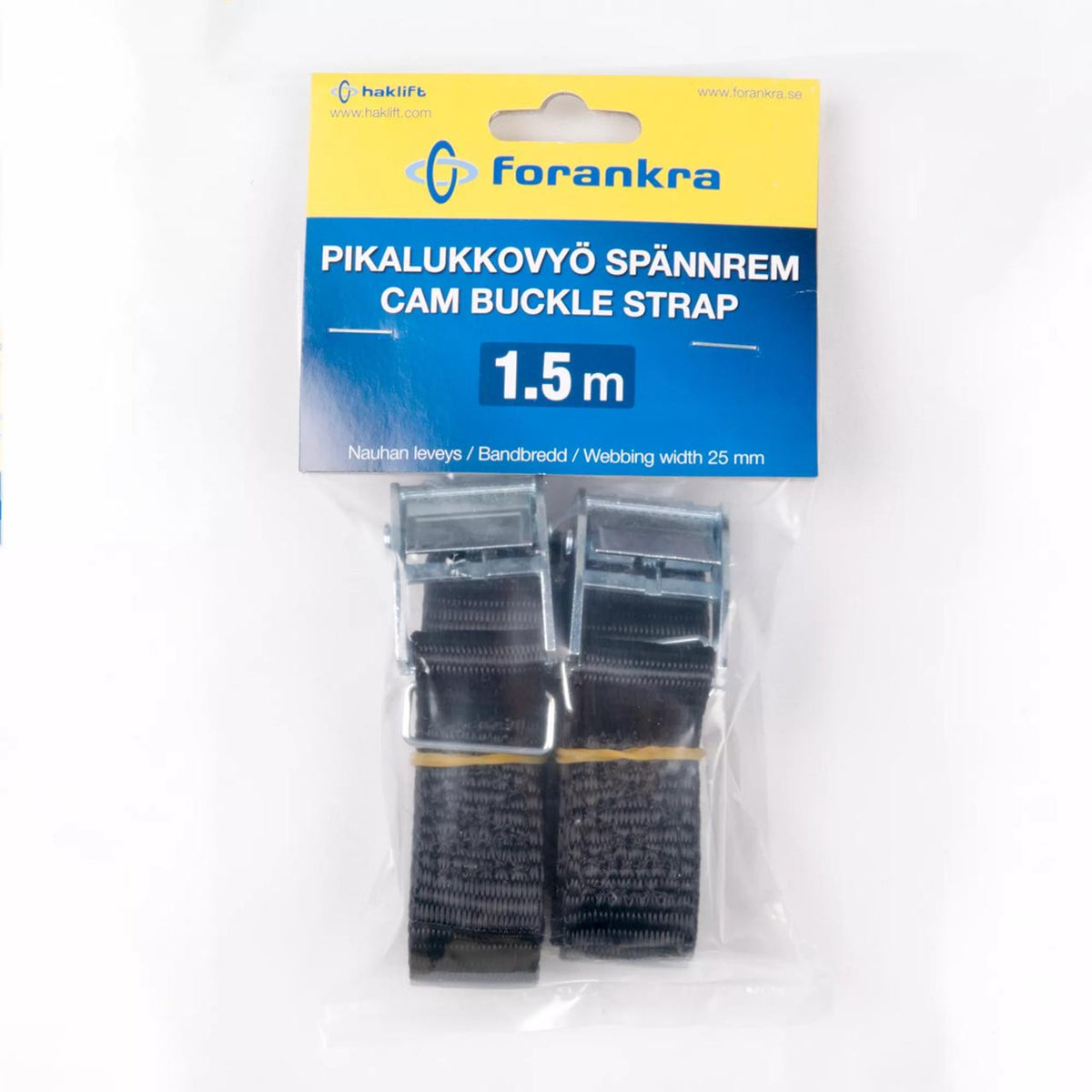 Kamlåssurrning 25mm | Längd: 1,5m | Svart | 2-pack