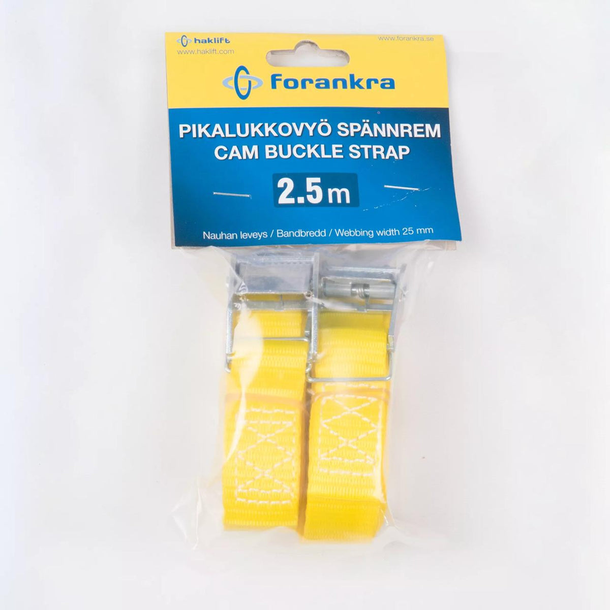 Kamlåssurrning 25mm | Längd: 2,5m | Gul | 2-pack