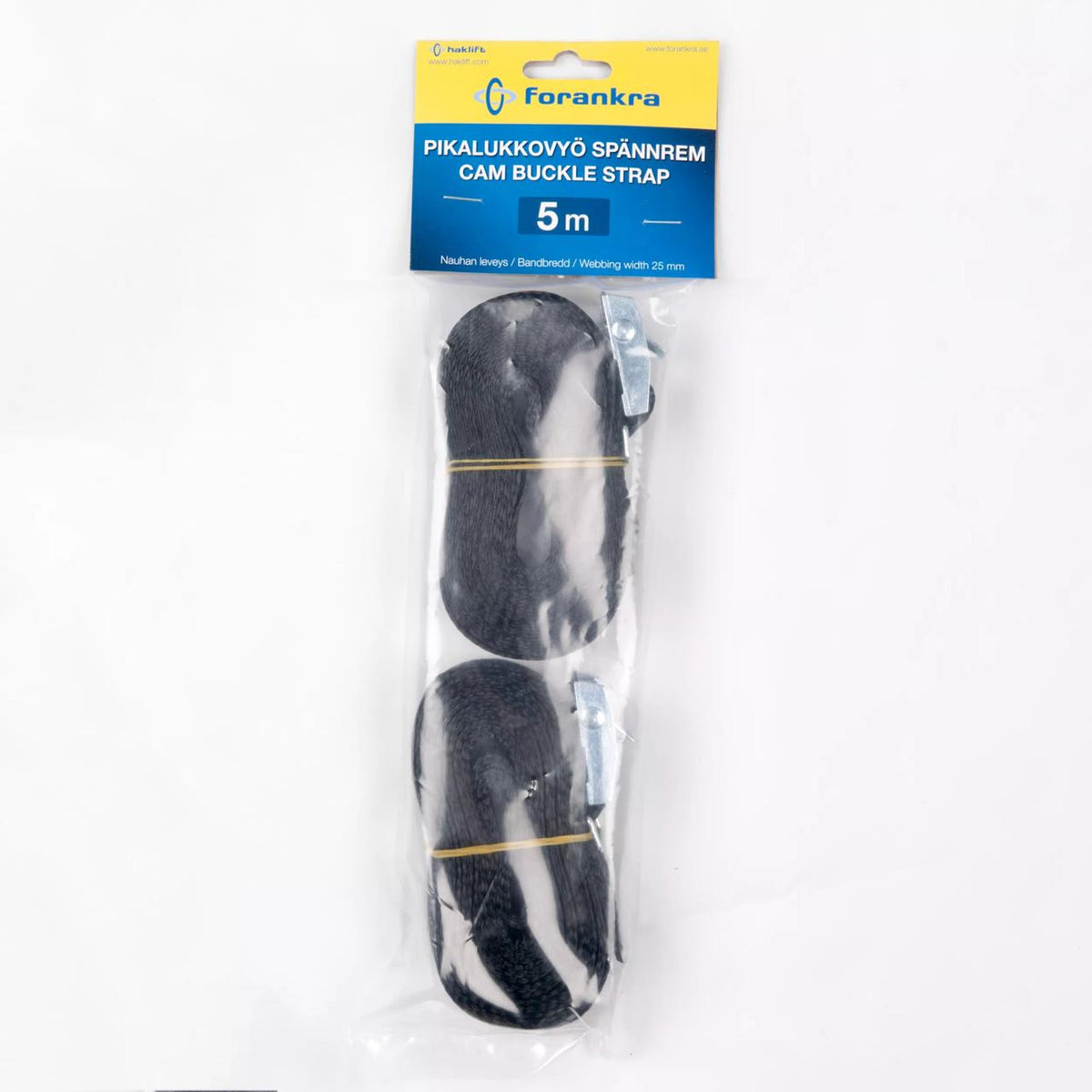 Kamlåssurrning 25mm | Längd: 5m | Svart | 2-pack