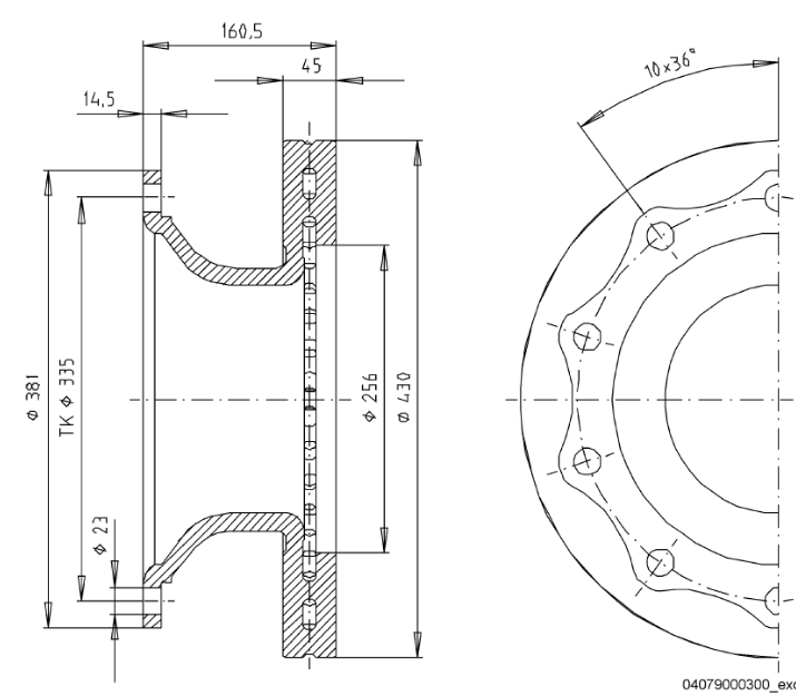 Bromsskiva 22,5", 430 mm x 45 mm, 10-bult