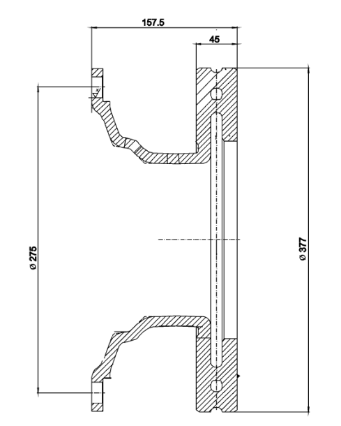 Bromsskiva 19,5", 377mm x 45mm, 8-bult