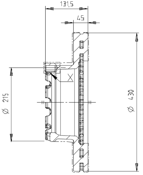 Bromsskiva 22,5", 430 mm x 45 mm, 10-bult