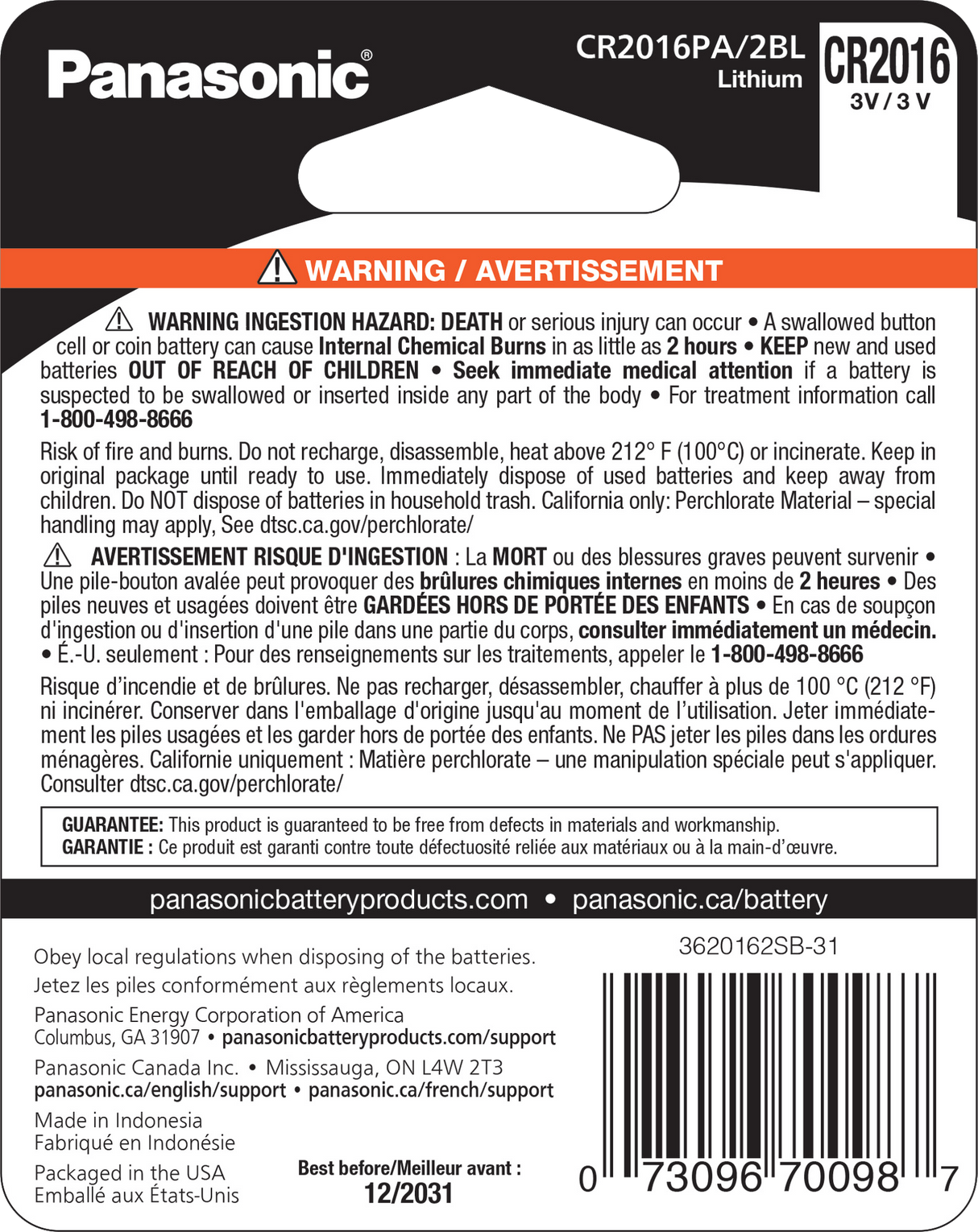 Batteri / CR2016 / 2-Pack
