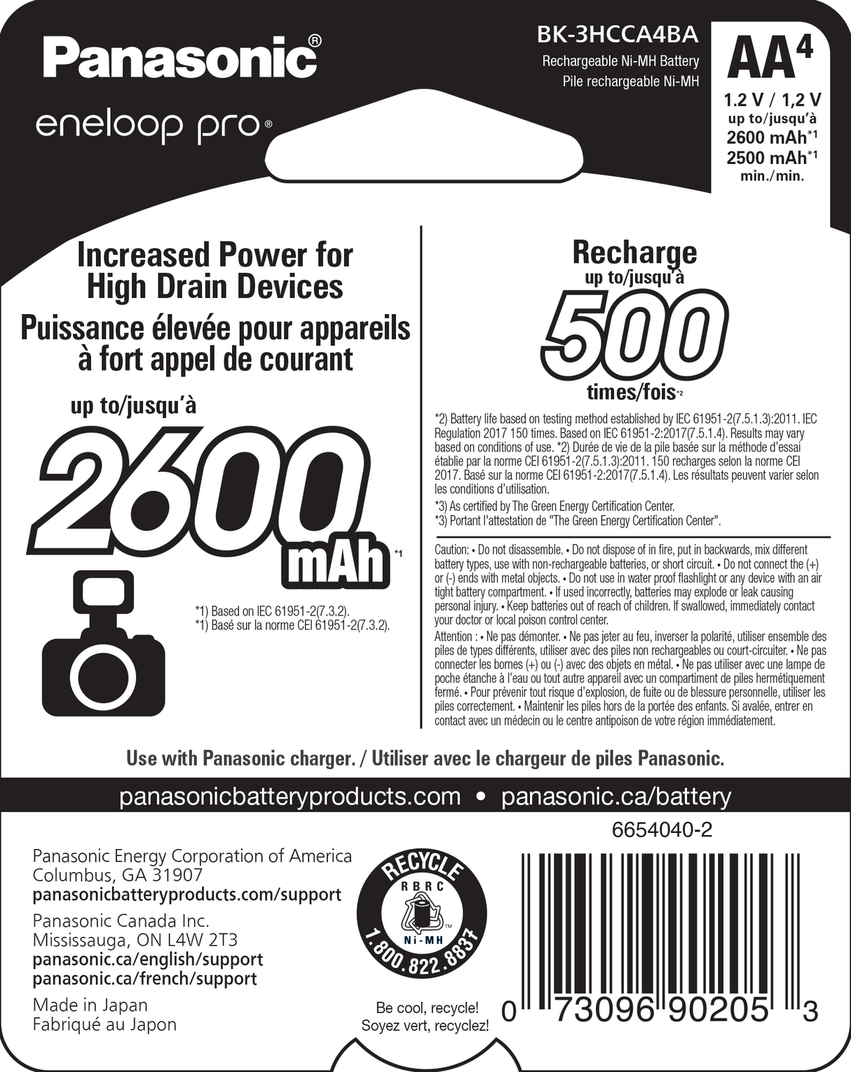 Batteri / Laddbara / LR6 / AA / Ni-MH / 2500mAh / Pro / 4-Pack