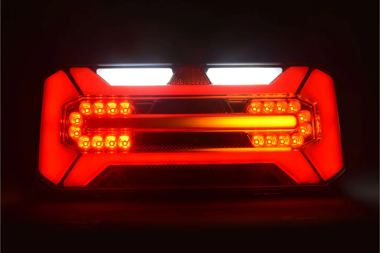 Bakljus 5 funk. LED V 12-24V DC, Dynamisk blink