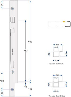 Framstolpe K20-600 stål V