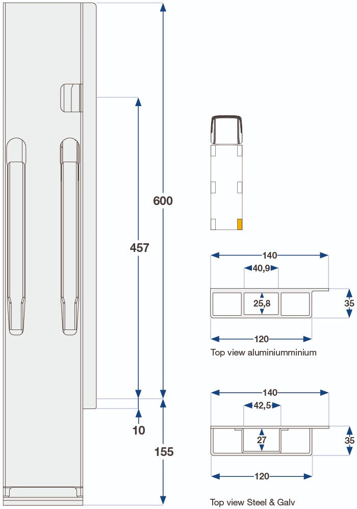 Kinnegrip Bak Hö K20 600 mm Alu