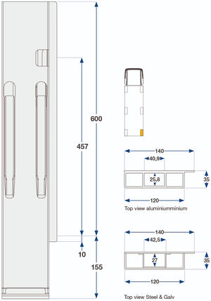 Kinnegrip Bak Hö K20 600 mm Alu