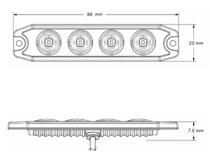 NQP Strobe 4 LED Slim, Gul, Rökfärgat
