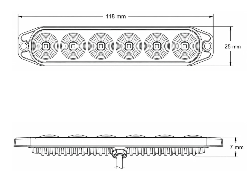 NQP Strobe 6 LED Slim, Gul, Rökfärgat