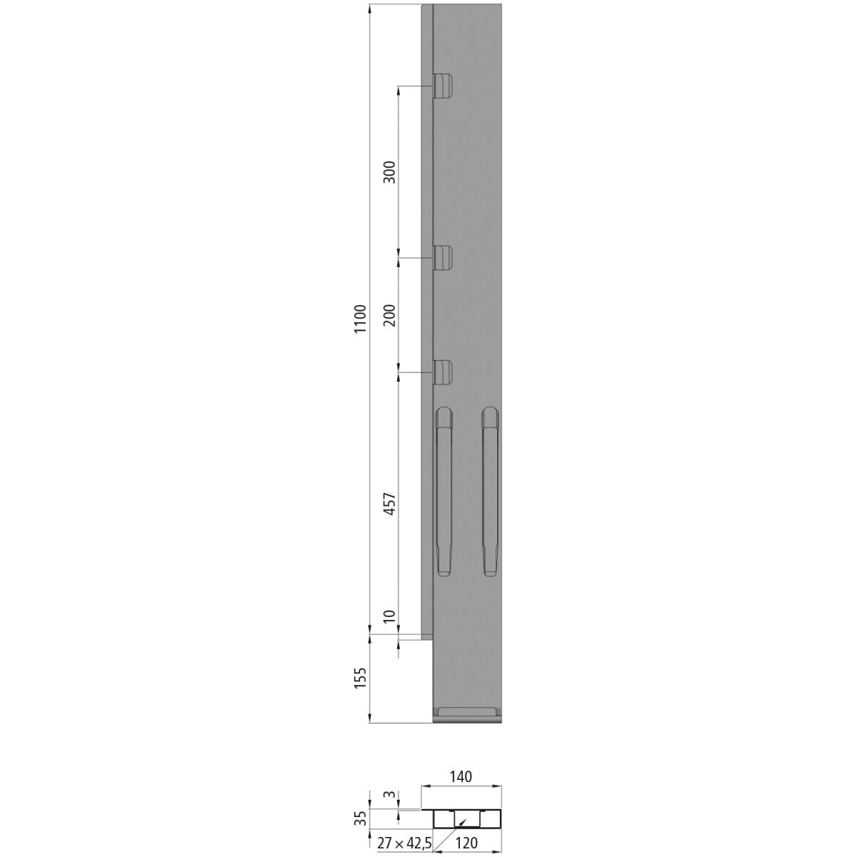 Kinnegrip vbb K20 1100 mm stål