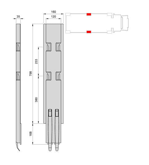 Kinnegrip sida K5 800 mm 2-port