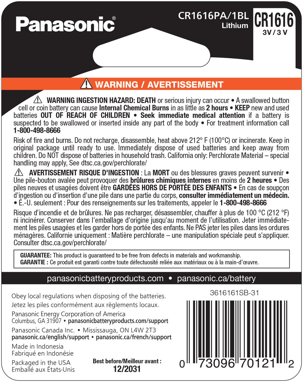 Batteri / CR1616 / 1-Pack