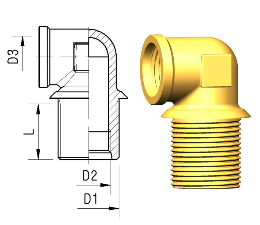 Vinkel 90gr M22-M22 utv. M16inv.