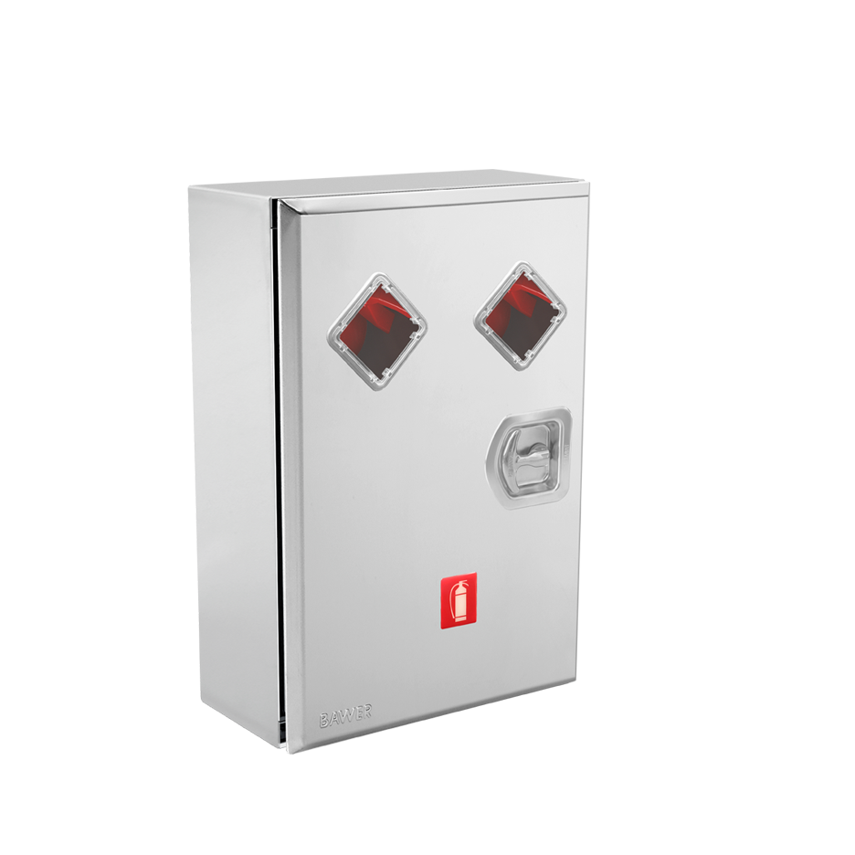 Brandsläckarbox Dubbel Polerad 470x700x240