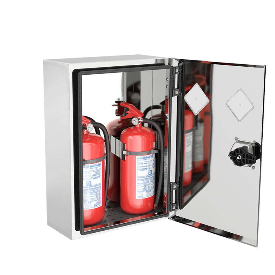 Brandsläckarbox Dubbel Polerad 470x700x240